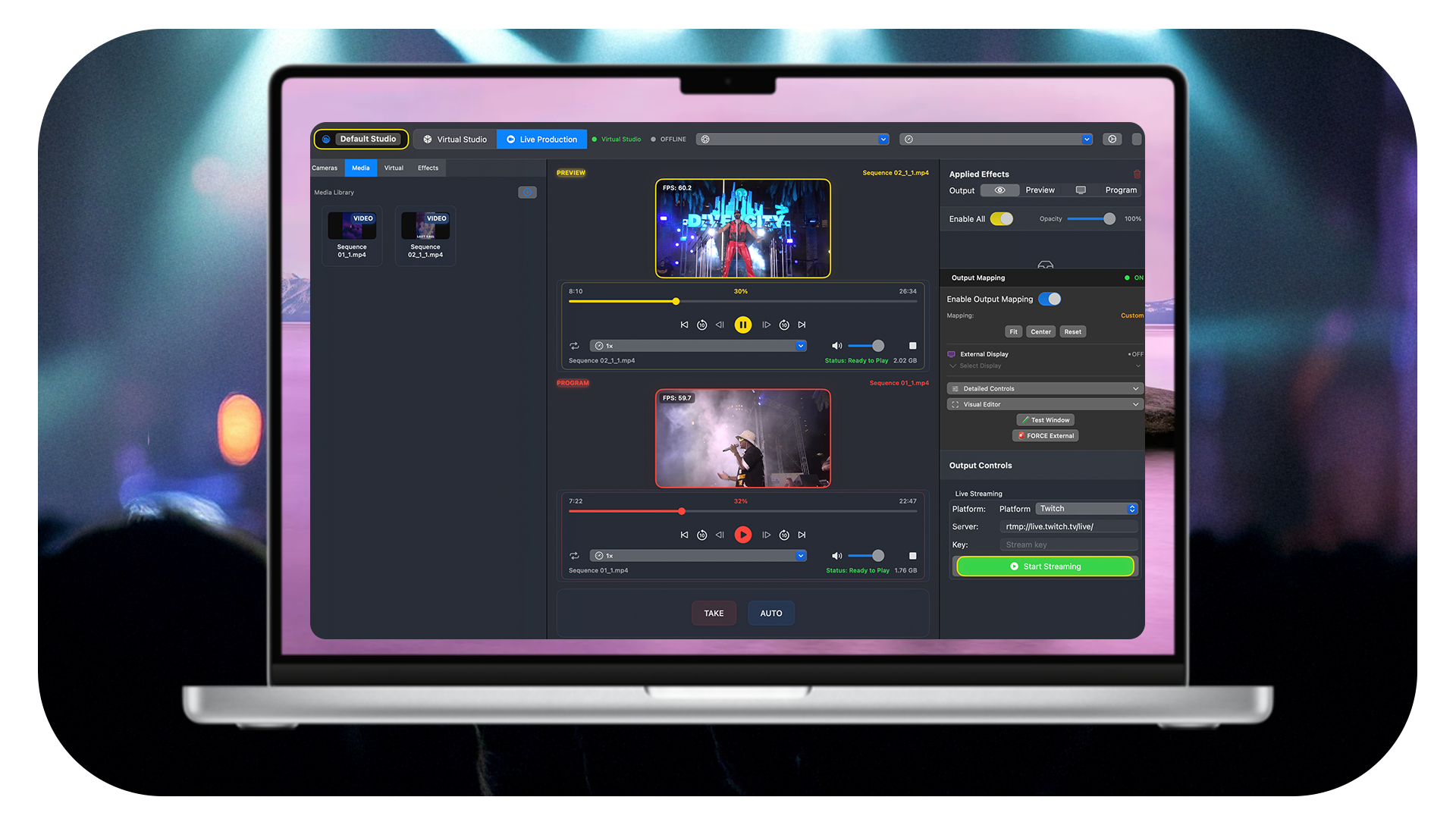 Vantaview Preview and Program interface